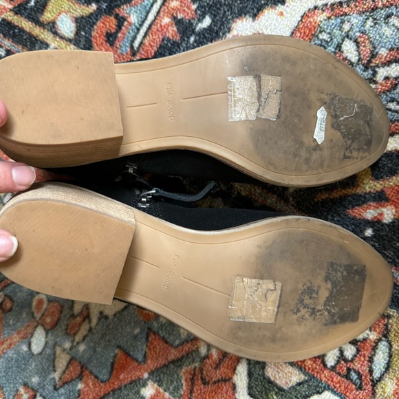 Black Suede Dolce Vita Ankle Boots - Picture 5 of 6